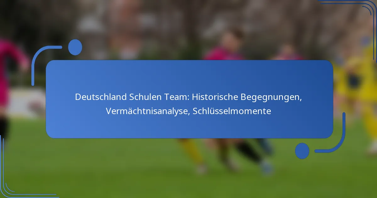 Deutschland Schulen Team: Historische Begegnungen, Vermächtnisanalyse, Schlüsselmomente