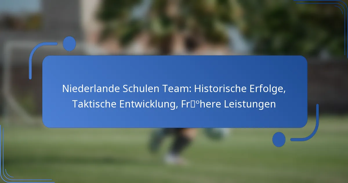 Niederlande Schulen Team: Historische Erfolge, Taktische Entwicklung, Frühere Leistungen