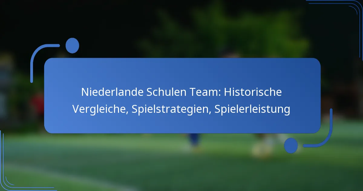 Niederlande Schulen Team: Historische Vergleiche, Spielstrategien, Spielerleistung