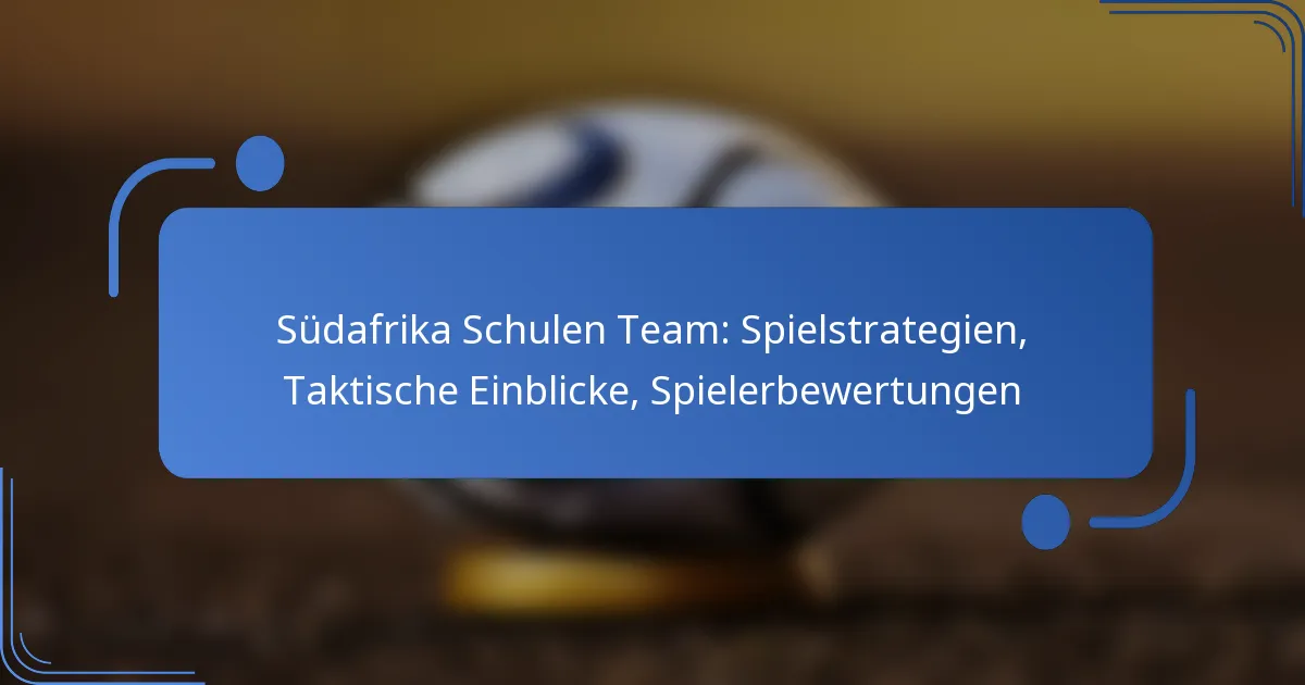 Südafrika Schulen Team: Spielstrategien, Taktische Einblicke, Spielerbewertungen
