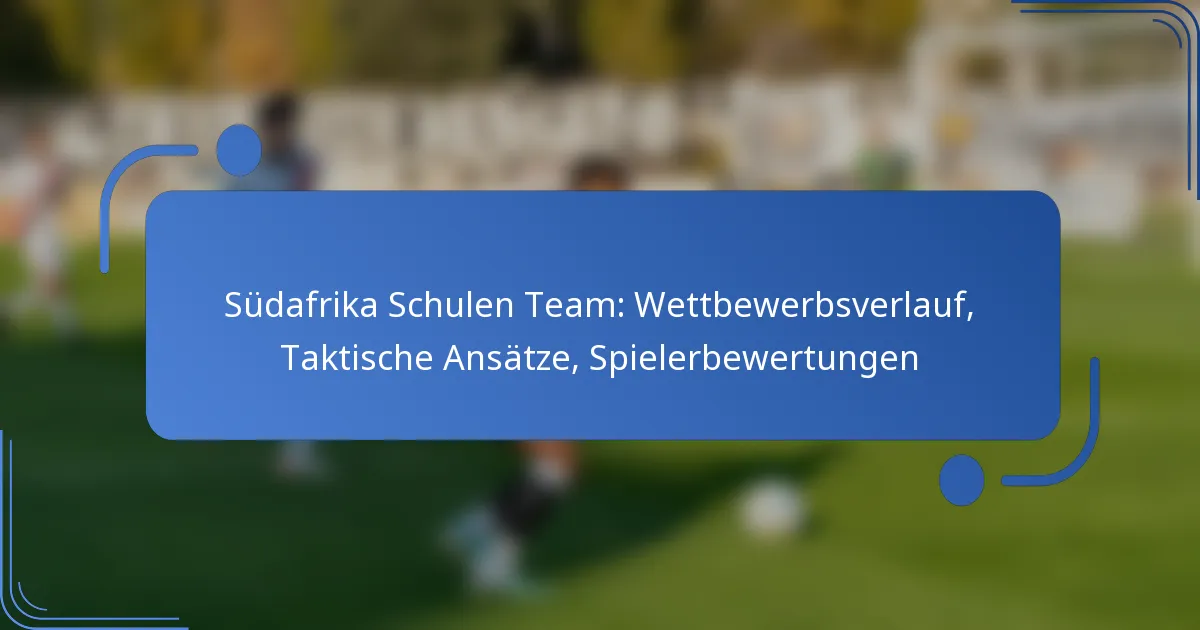 Südafrika Schulen Team: Wettbewerbsverlauf, Taktische Ansätze, Spielerbewertungen
