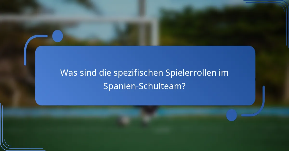 Was sind die spezifischen Spielerrollen im Spanien-Schulteam?
