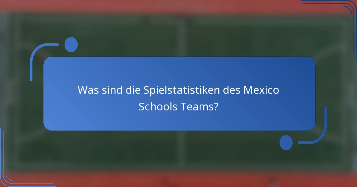 Was sind die Spielstatistiken des Mexico Schools Teams?