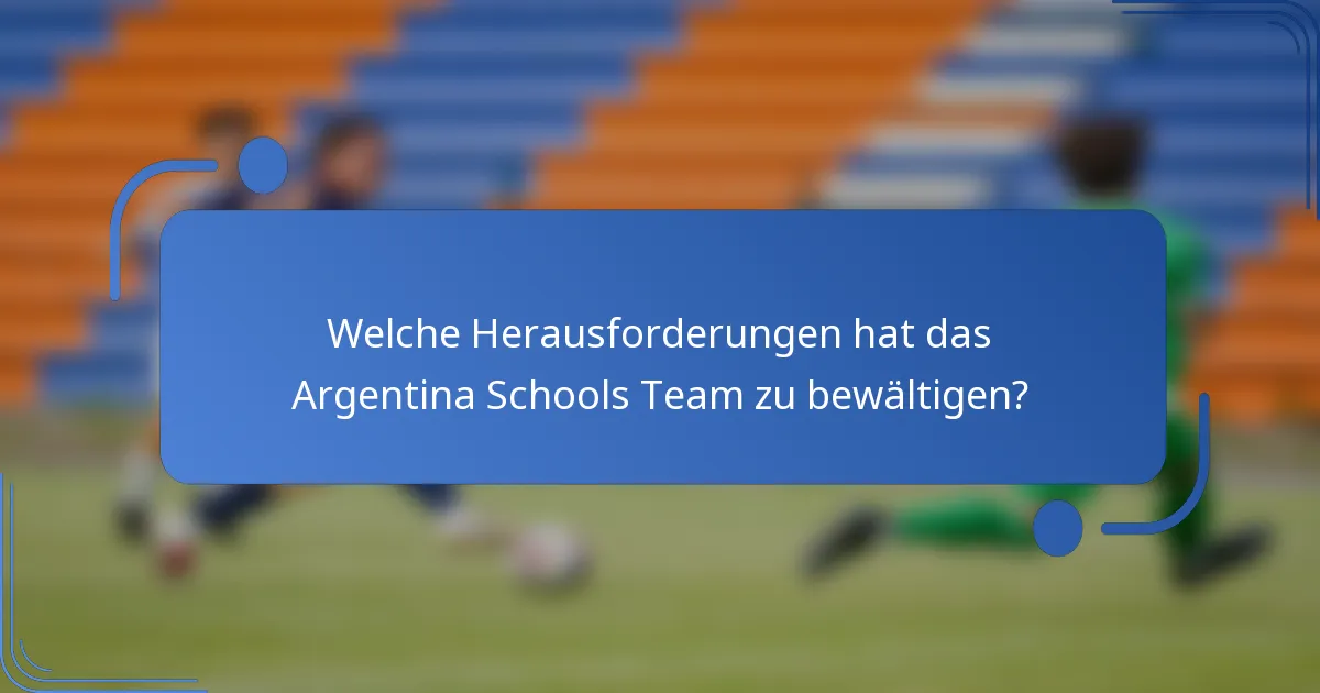 Welche Herausforderungen hat das Argentina Schools Team zu bewältigen?