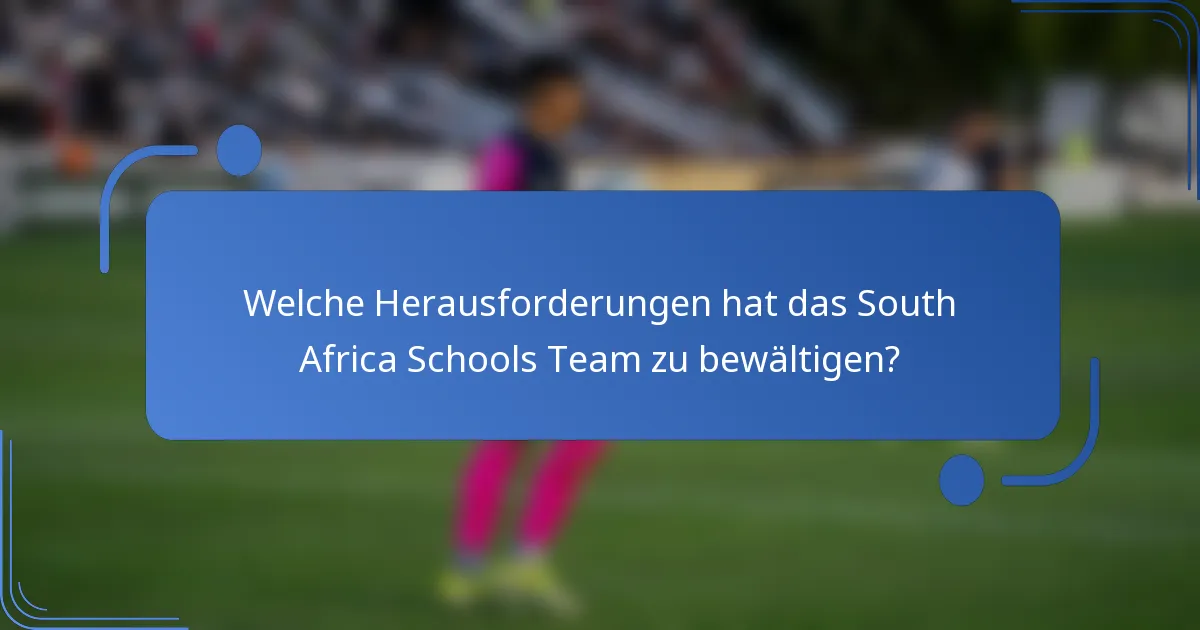 Welche Herausforderungen hat das South Africa Schools Team zu bewältigen?
