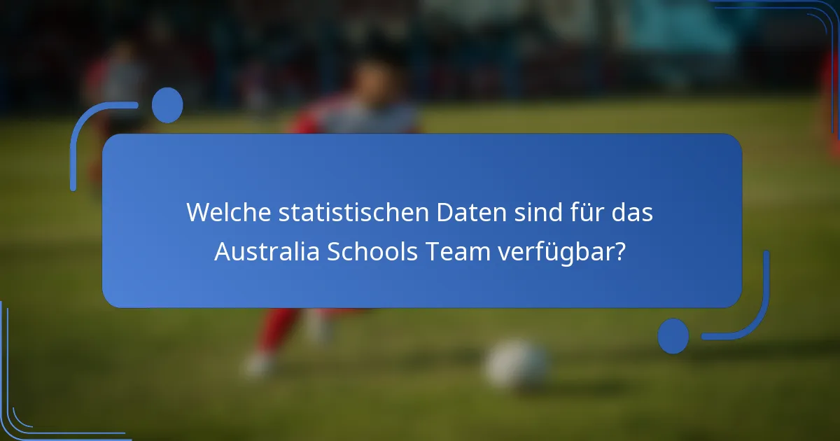 Welche statistischen Daten sind für das Australia Schools Team verfügbar?