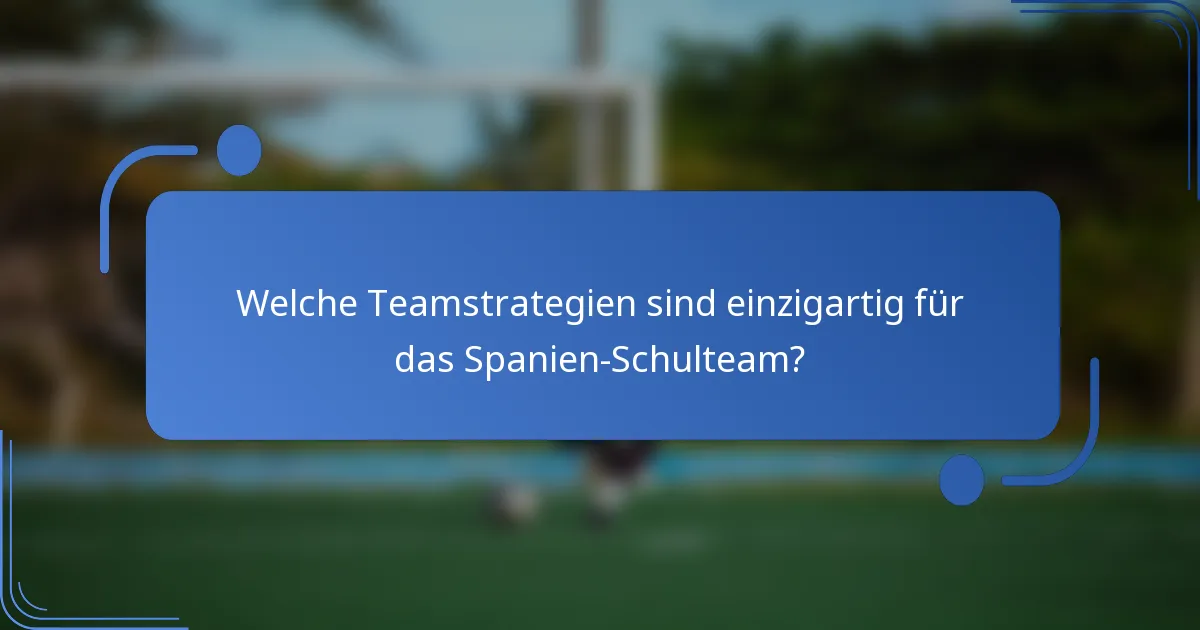 Welche Teamstrategien sind einzigartig für das Spanien-Schulteam?