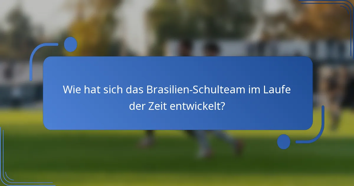 Wie hat sich das Brasilien-Schulteam im Laufe der Zeit entwickelt?