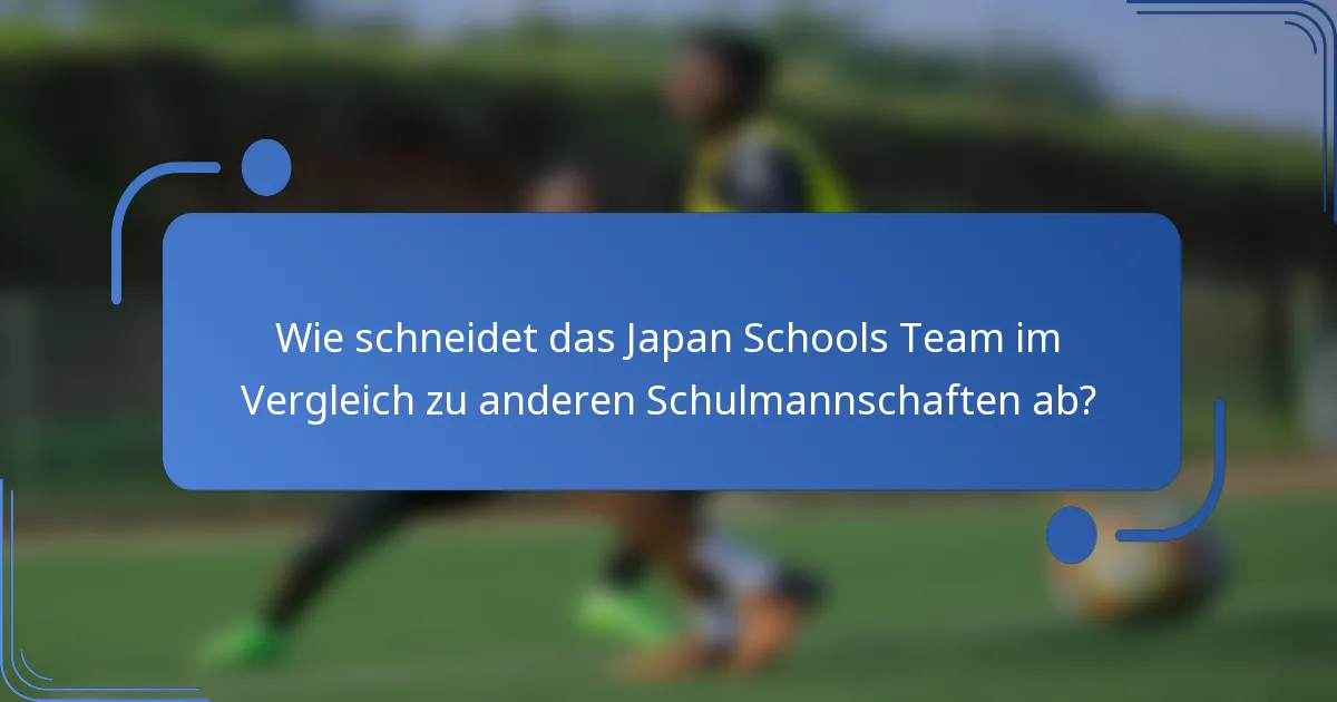 Wie schneidet das Japan Schools Team im Vergleich zu anderen Schulmannschaften ab?