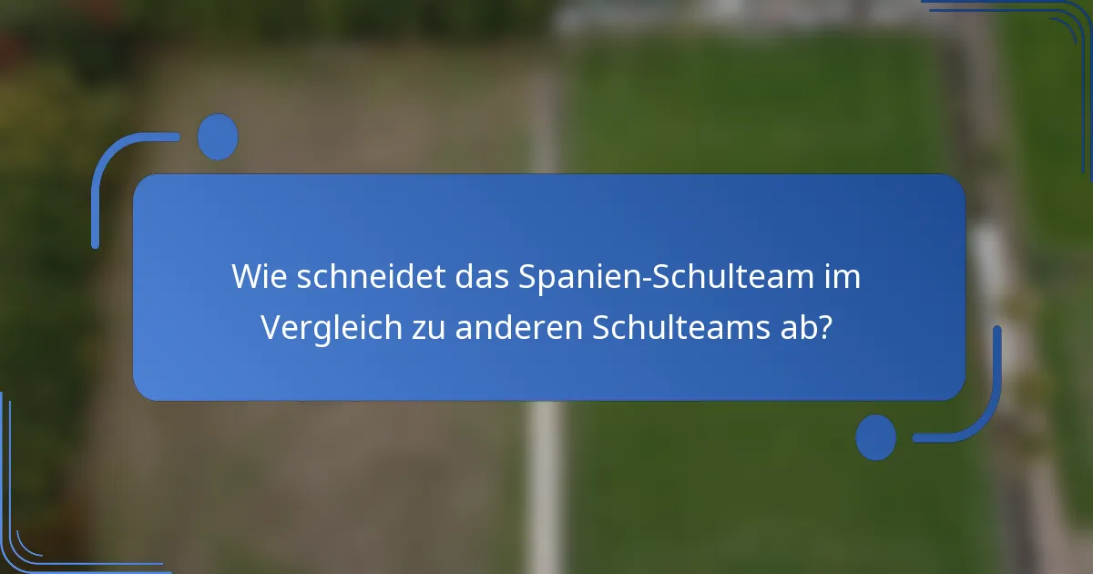 Wie schneidet das Spanien-Schulteam im Vergleich zu anderen Schulteams ab?